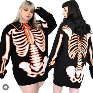 Foxblood Black and Orange Skeleton Sweater (Collar not included)